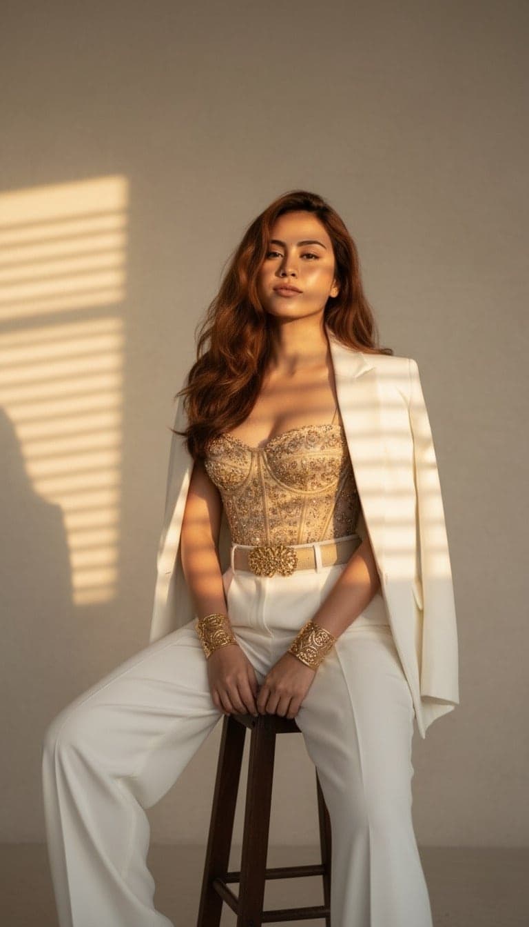 White/Gold Corset CEO Studio Photoshoot