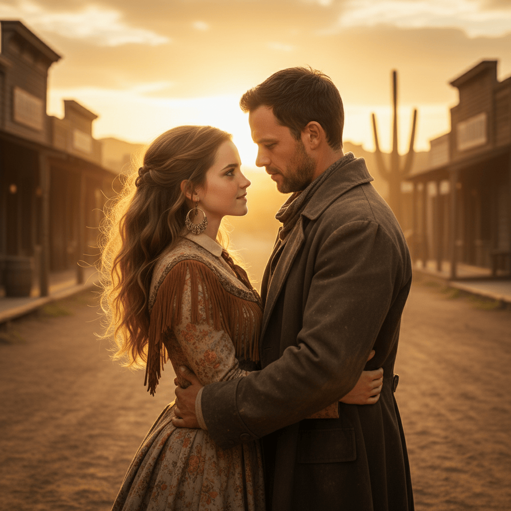 Wild West Love: Sunset Embrace